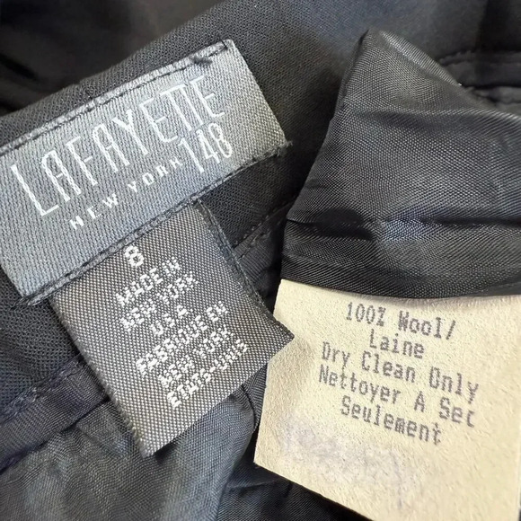 Lafayette 148 Vintage 100% Wool High Rise Straight Leg Casual Pants Size 8 Black - Picture 15 of 15
